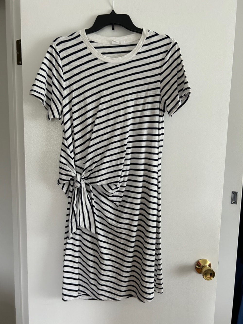 GAP Black & White Striped Knot-Front Mini Dress